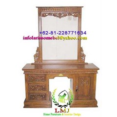 meja rias jati model majapahit 3laci 1pintu