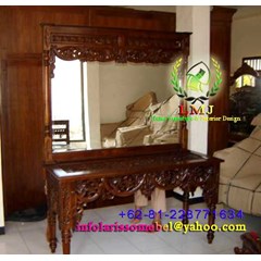 meja rias jati ukir selendang model