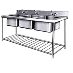 triple bowl sink stainless