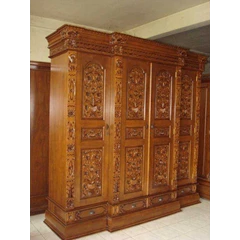 almari jati ukir gebyok model spanyol pintu 4, almari pakaian gebyok