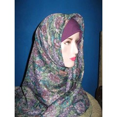 kerudung siang malam bunga ungu