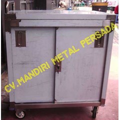 stainless steel cabinet trolly service with wheels with midle shelf with sliding door