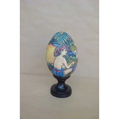wooden duck egg painting with traditional farming story