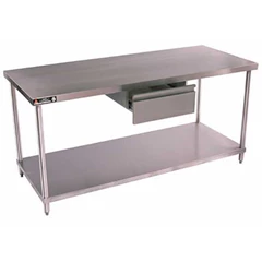 stainless steel working table with under shelf with drawer