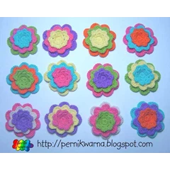 bros bunga rajut campur warna colorful version
