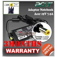 adaptor/ adapter/ charger acer 19v 7.9a original/ asli/ genuine/ compatible/ kw1 for/ untuk laptop/ notebook/ netbook/ netbuk acer aspire series ( 5.5 * 2.5 mm)