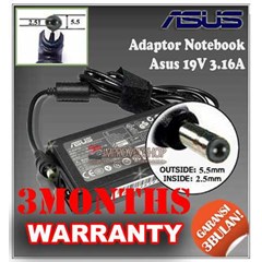 adaptor/ adapter/ charger asus 19v 3.16a original/ asli/ genuine/ compatible/ kw1 for/ untuk laptop/ notebook/ netbook/ netbuk asus series ( 5.5 * 2.5 mm)