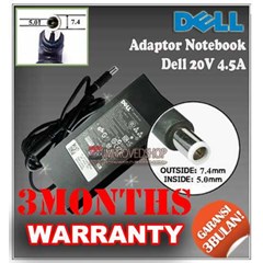 adaptor/ adapter/ charger dell 20v 4.5a original/ asli/ genuine/ compatible/ kw1 for/ untuk laptop/ notebook/ netbook/ netbuk dell inspiron series/ dell latitude series/ dell precision series ( 7.4 * 5.0 mm/ 3 pin/ 3 hole tip)