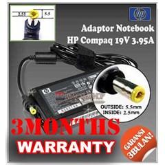 adaptor/ adapter/ charger hp 19v 3.95a original/ asli/ genuine/ compatible/ kw1 for/ untuk laptop/ notebook/ netbook/ netbuk hp omnibook series/ hp pavilion series ( 5.5 * 2.5 mm)