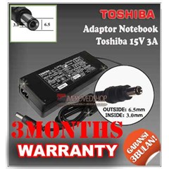 adaptor/ adapter/ charger toshiba 15v 3a original/ asli/ genuine/ compatible/ kw1 for/ untuk laptop/ notebook/ netbook/ netbuk toshiba satellite series/ toshiba portege series/ toshiba tecra series ( 6.5 * 3.0 mm)