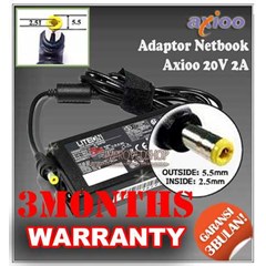 adaptor/ adapter/ charger axioo 20v 2a original/ asli/ genuine/ compatible/ kw1 for/ untuk laptop/ notebook/ netbook/ netbuk axioo series ( 5.5 * 2.5 mm)