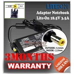 adaptor/ adapter/ charger lite-on 18.5v 3.5a original/ asli/ genuine/ compatible/ kw1 for/ untuk laptop/ notebook/ netbook/ netbuk compaq series/ hp series ( 5.5 * 2.5 mm)