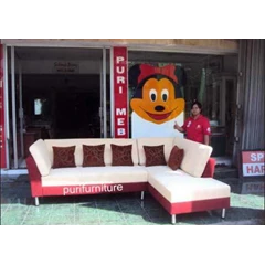 sofa sudut l minimalis, kursi tamu & ruang keluarga