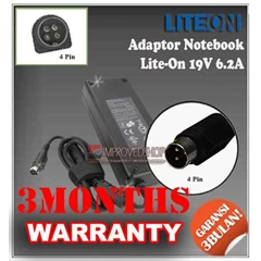adaptor/ adapter/ charger lite-on 19v 6.2a original/ asli/ genuine/ compatible/ kw1 for/ untuk laptop/ notebook/ netbook/ netbuk averatec series/ nobilis series ( 4 pin)