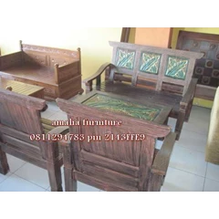 kursi tamu minimalis daun finishing antik bakar
