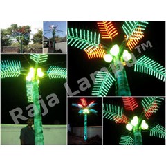 tiang lampu hias pohon kelapa multi color