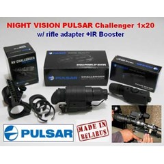 night vision pulsar ‘ challenger’ 1x20 w/ adapter scope + ir flashlight