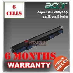 baterai/ batere/ battery acer aspire one 531h, 750, 751, za3, zg8 kw1/ compatible/ replacement