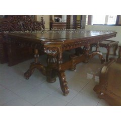 meja makan jati ukir jepara linmas cakar 100x180cm