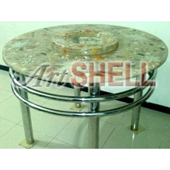 meja kerang resin bundar
