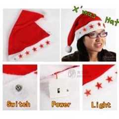 topi santa lampu