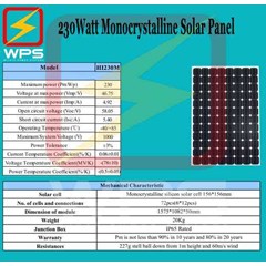 solar panel monocrystalline 230watt