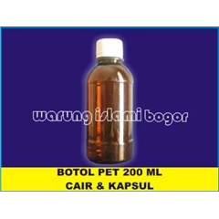 botol plastik pet farmasi 200ml cokelat untuk kemasan madu, sarikurma, juice, minuman sirup