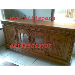 bufet tv kaca mata ukir jepara. 081325669787