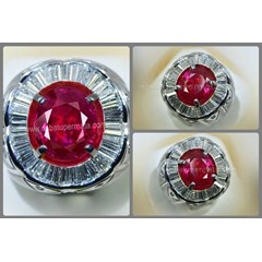 super vivid red ruby cut mogok burma. serti grs. top & sangat langka ( rbc 072)