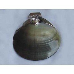 black shell mop with silver jewel / liontin kalung perak dari kerang mutiara hitam mop
