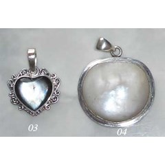 pendant mop tickhness silver / liontin perak dari kerang mop mutiara warna putih