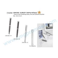 usb pulpen stylus 3 warna abu-abu, hitam, silver lw usm 6292