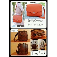 belly ( orange) and tag pack vintage bag