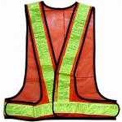 rompi v jaring orange strip reflector hijau
