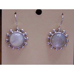 earring mop shell with silver / anting pel perak mutiara bulat