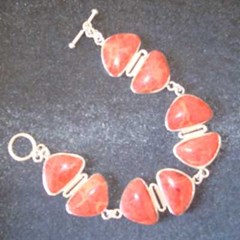 red coral brecelet with silver / gelang perak koral merah