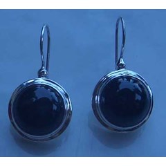 earring black sea silver / anting batu laut perak hitam
