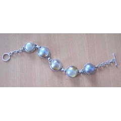 mabe pearl silver brecelet / gelang perak mutiara mabe bulat