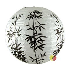 lampion bola motif bambu / lampion kertas-kain