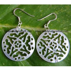 silver jewelry from bali earring / anting perak kerang ukir penuh dari bali