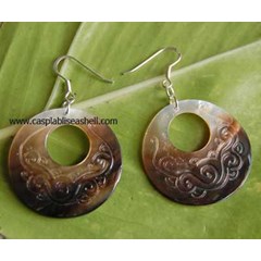 balishell jewel silver earring / anting perak kerang bali mutiara hitam bulat