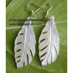 mother of pearl jewelry art / anting perak mutiara putih bentuk daun