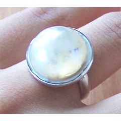 mabe pearl silver ring / cincin perak kerang mutiara mabe bulat