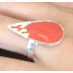 shell red coral with silver / cincin kerang koral merah dengan perak