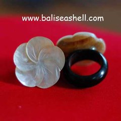 ring shell art with jewel fashion / model perhiasan cincin kayu kerang bunga