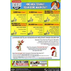 gratis service berkala s/ d 60.000 km / 1 tahun untuk kendaraan hino anda.