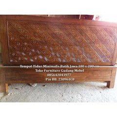 tempat tidur minimalis batik jawa ukuran 180x200cm, bahan kayu jati, pengrajin jepara