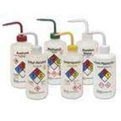nalgene* right-to-know narrow-mouth wash bottles; white ldpe or ppco bottle, pp or ppco closure, ppco fill tube no. cat. 2425-1005