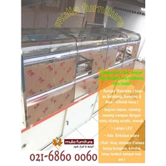 etalase roti satu hadap, etalase kue, showcase roti, rak roti, rak kue, kue, roti