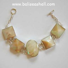silver 925 brecelet with shell pearl / gelang perak turbo dengan kerang mutiara